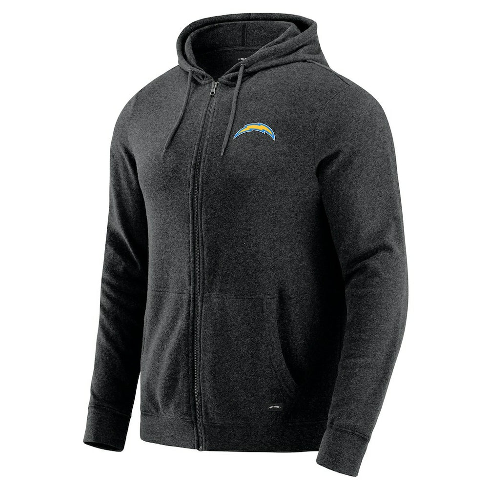 Los Angeles Chargers J. Palmer Players Lounge Tri-Blend Full-Zip Hoodie Dark Heather Gray - NFL