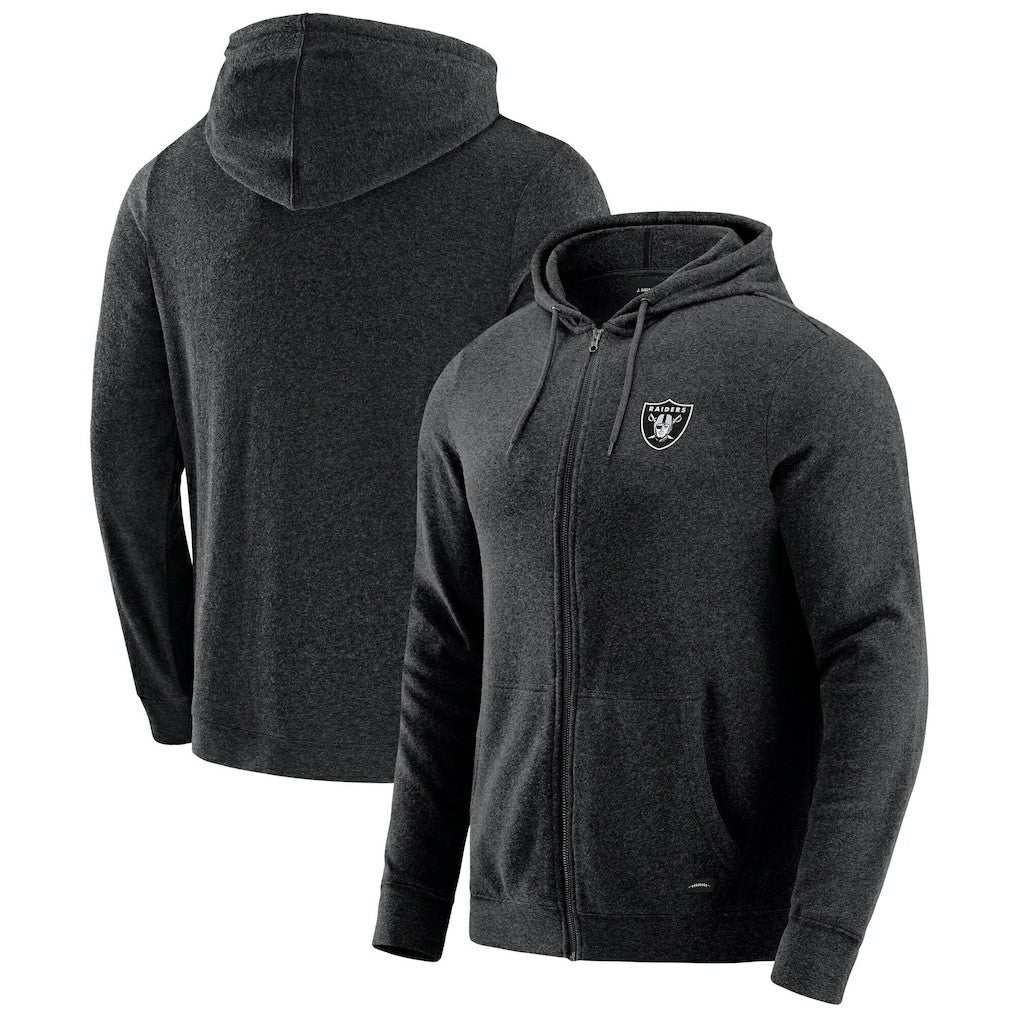 Las Vegas Raiders J. Palmer Players Lounge Tri-Blend Full-Zip Hoodie Dark Heather Gray - NFL