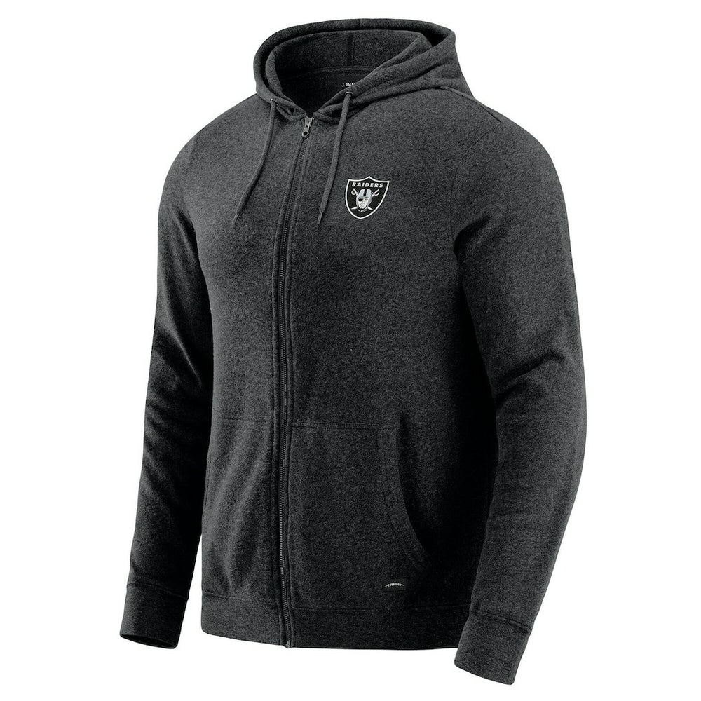 Las Vegas Raiders J. Palmer Players Lounge Tri-Blend Full-Zip Hoodie Dark Heather Gray - NFL