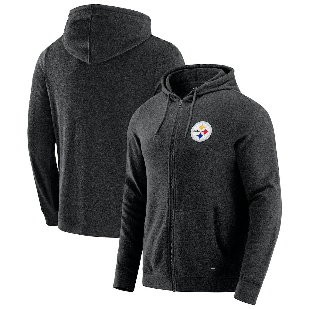 Pittsburgh Steelers J. Palmer Players Lounge Tri-Blend Full-Zip Hoodie Dark Heather Gray - NFL