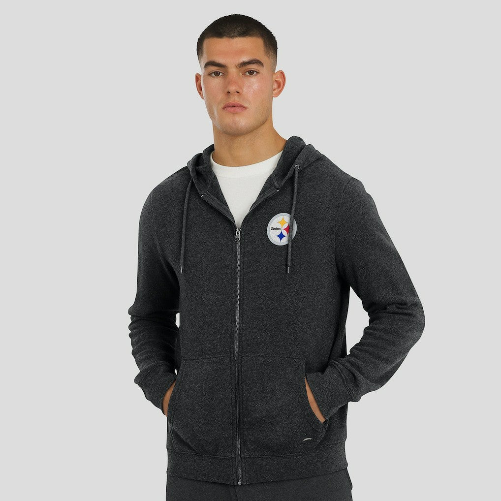Pittsburgh Steelers J. Palmer Players Lounge Tri-Blend Full-Zip Hoodie Dark Heather Gray - NFL