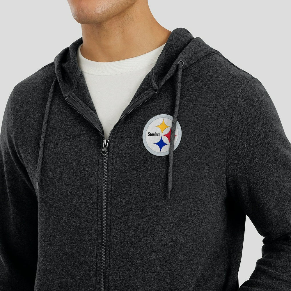 Pittsburgh Steelers J. Palmer Players Lounge Tri-Blend Full-Zip Hoodie Dark Heather Gray - NFL