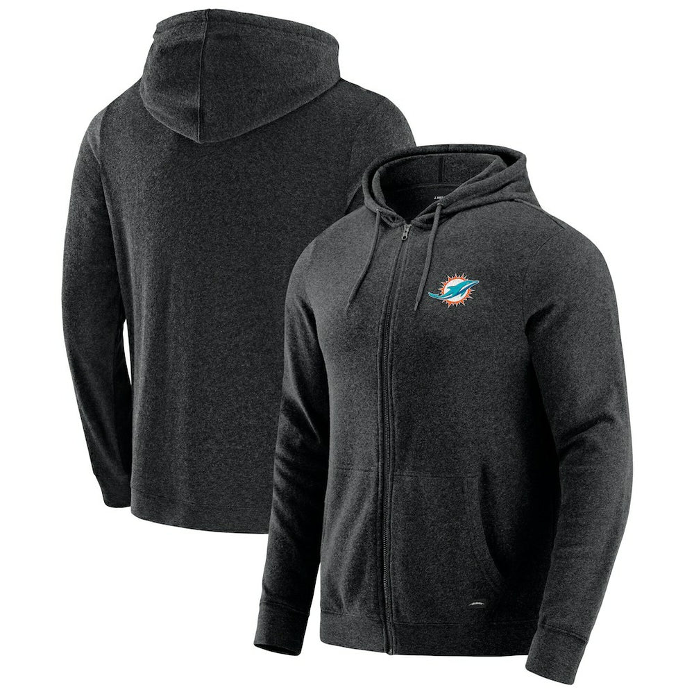 Miami Dolphins J. Palmer Players Lounge Tri-Blend Full-Zip Hoodie Dark Heather Gray - NFL