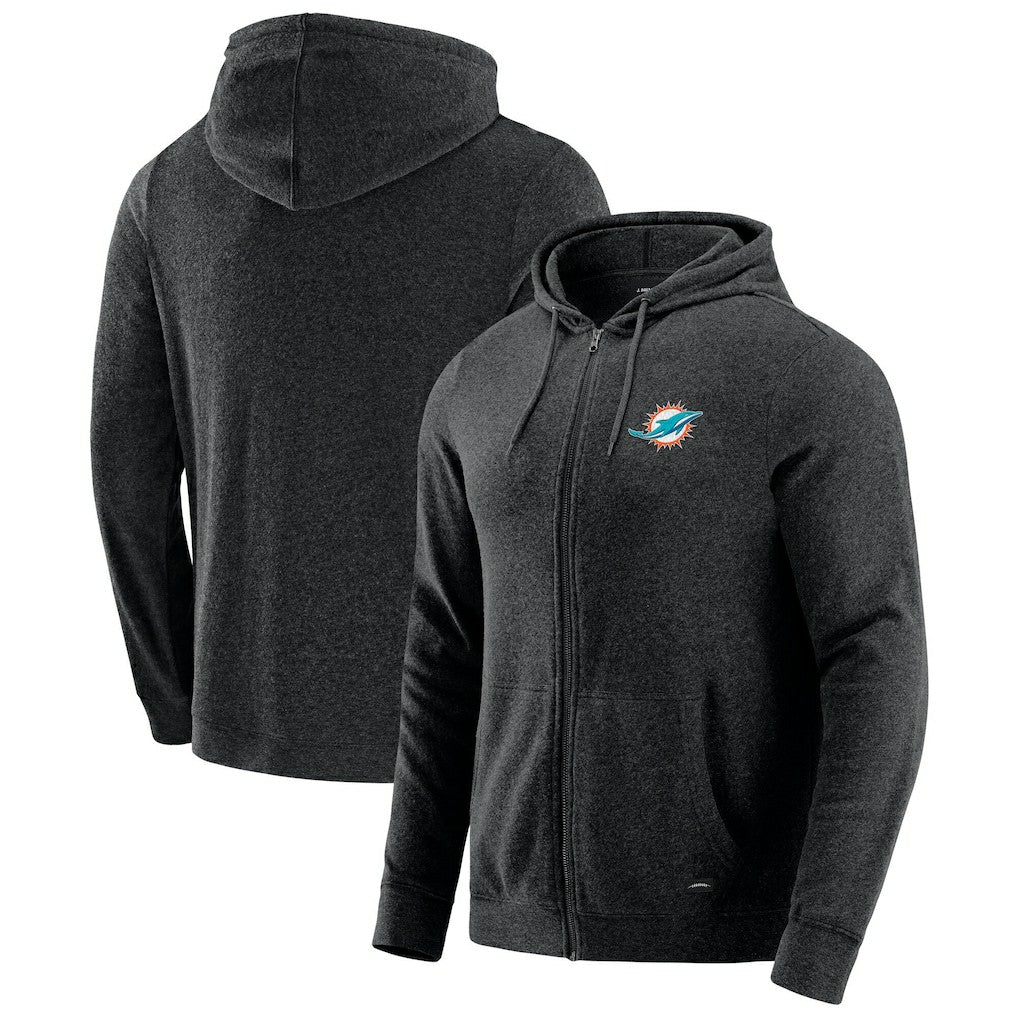 Miami Dolphins J. Palmer Players Lounge Tri-Blend Full-Zip Hoodie Dark Heather Gray - NFL