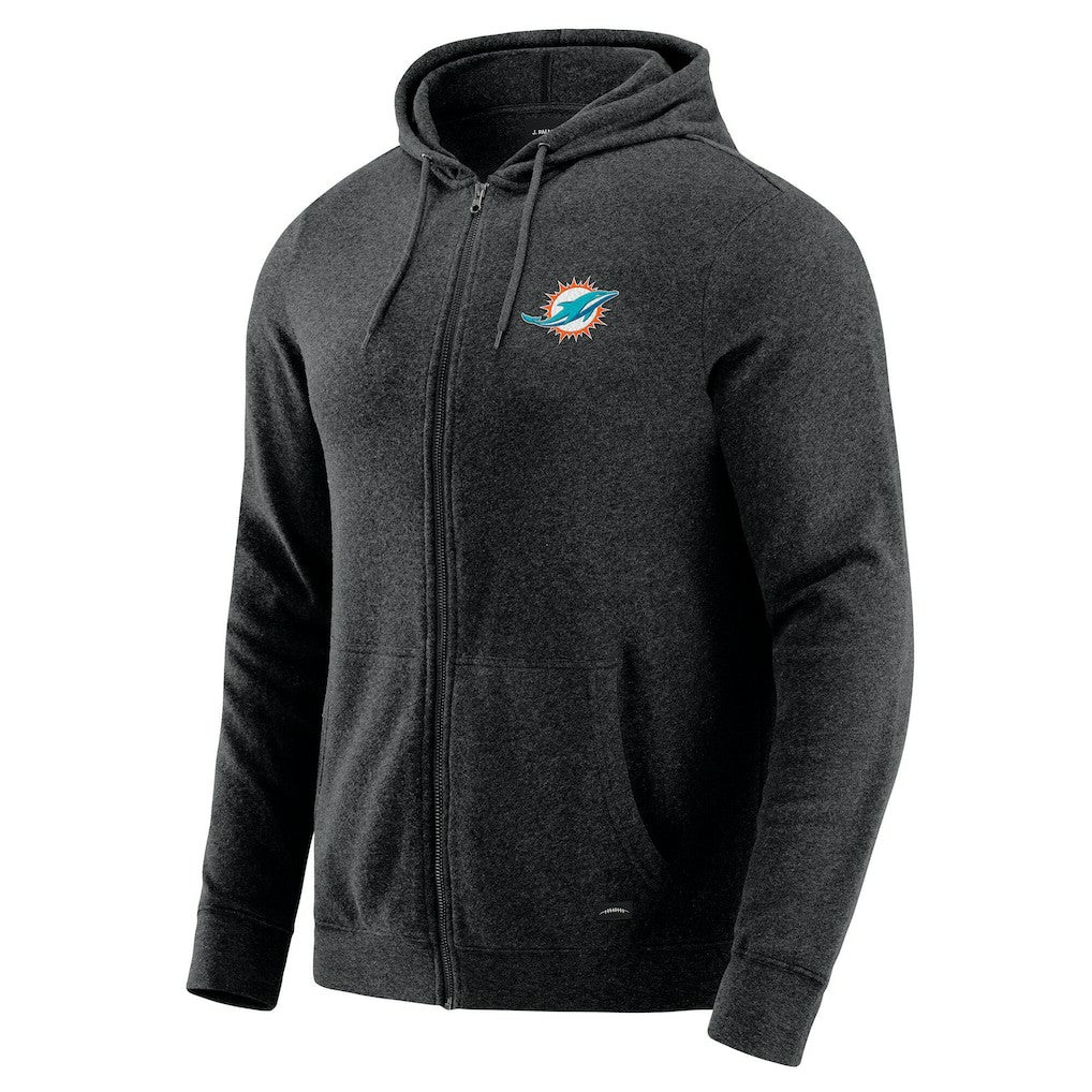 Miami Dolphins J. Palmer Players Lounge Tri-Blend Full-Zip Hoodie Dark Heather Gray - NFL