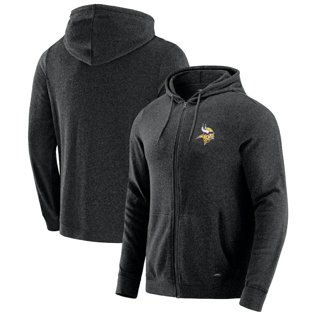 Minnesota Vikings J. Palmer Players Lounge Tri-Blend Full-Zip Hoodie Dark Heather Gray - NFL