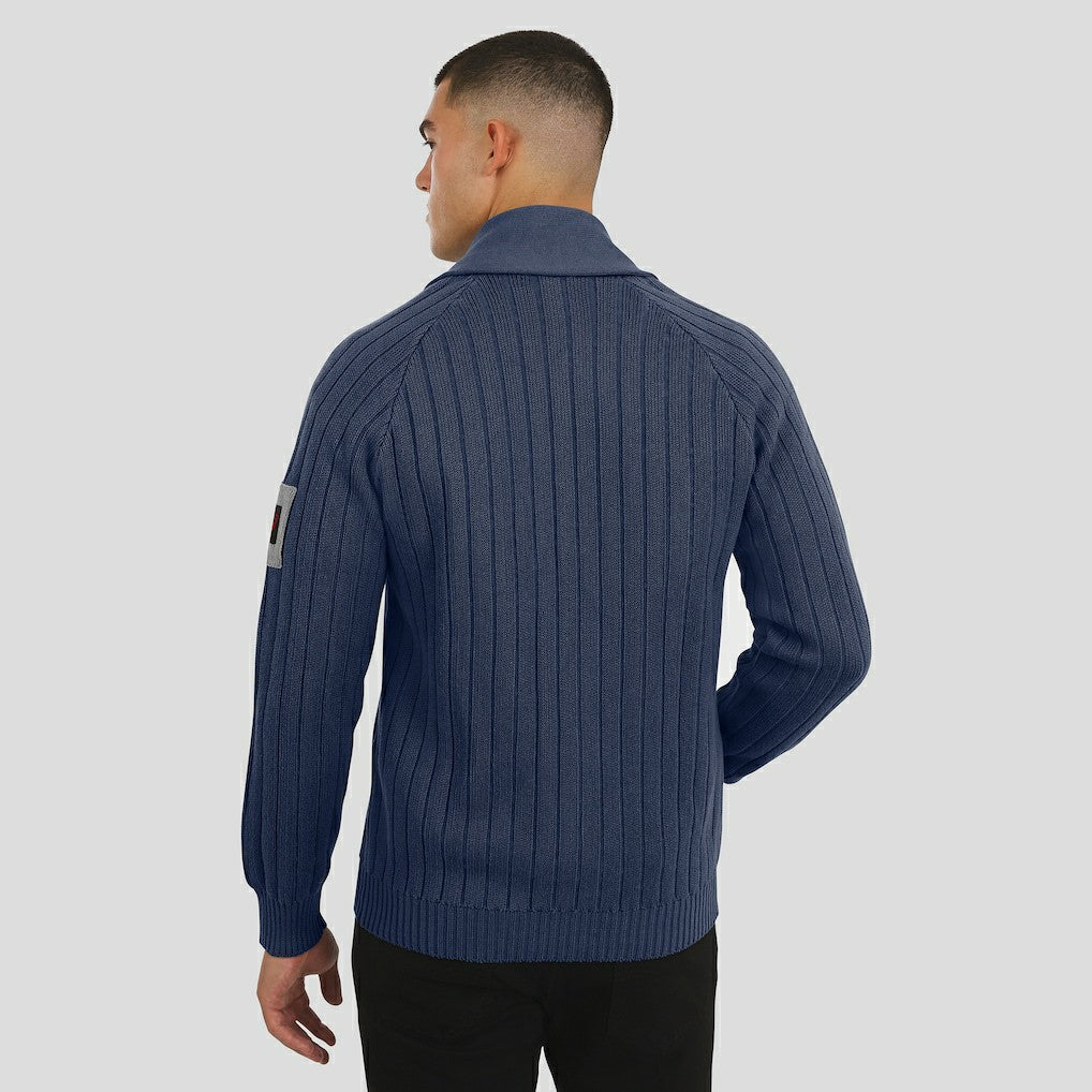 New England Patriots J. Palmer The Playmaker Cardigan Raglan Sweater Navy - NFL