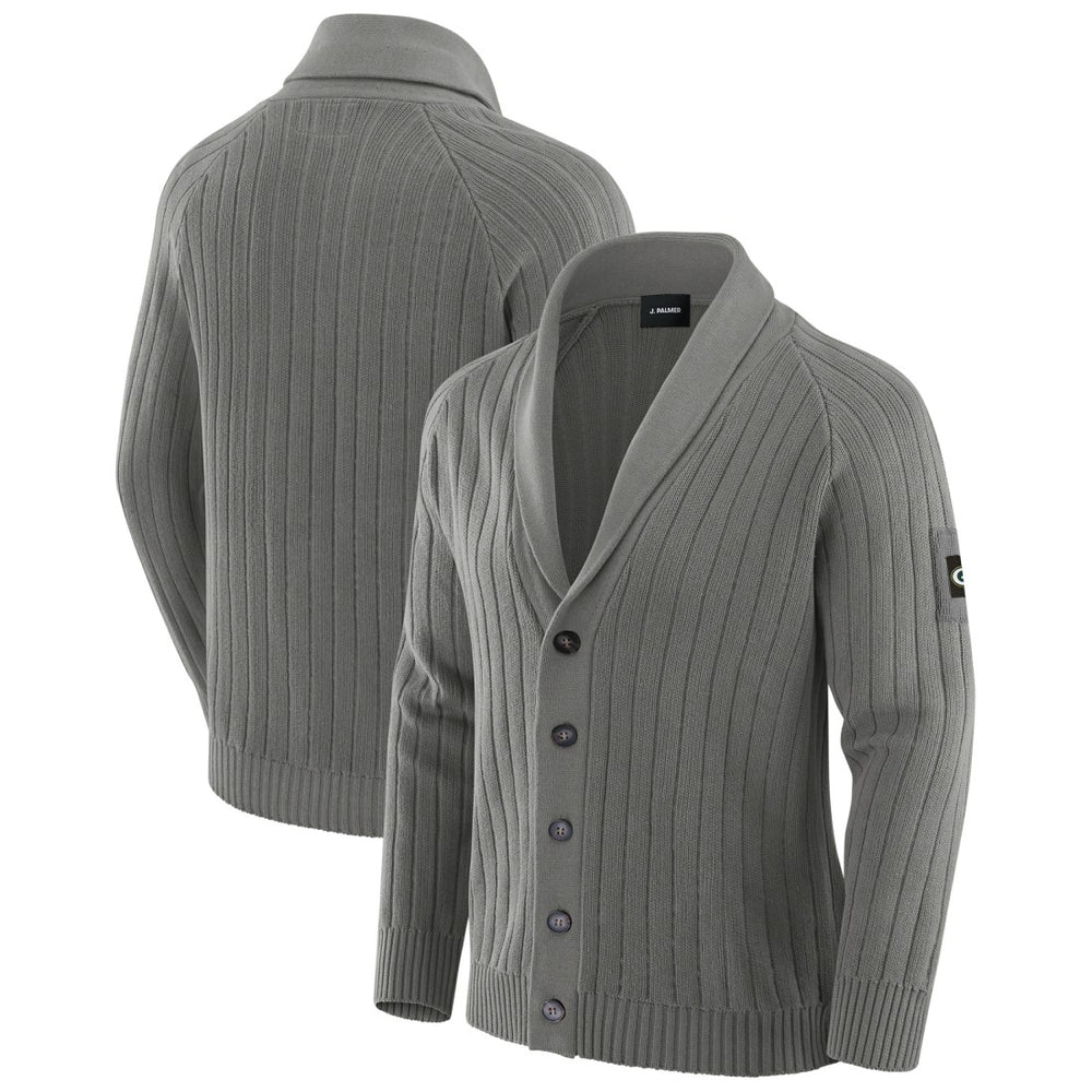 Green Bay Packers J. Palmer The Playmaker Cardigan Raglan Sweater Graphite - NFL