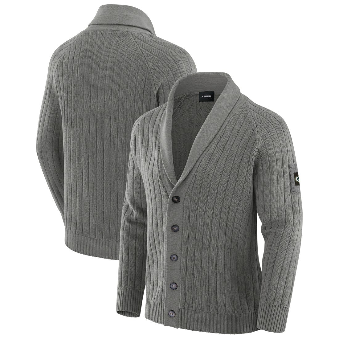 Green Bay Packers J. Palmer The Playmaker Cardigan Raglan Sweater Graphite - NFL