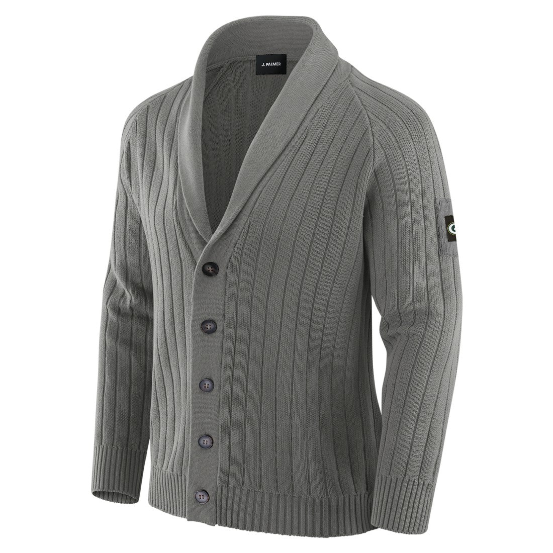 Green Bay Packers J. Palmer The Playmaker Cardigan Raglan Sweater Graphite - NFL