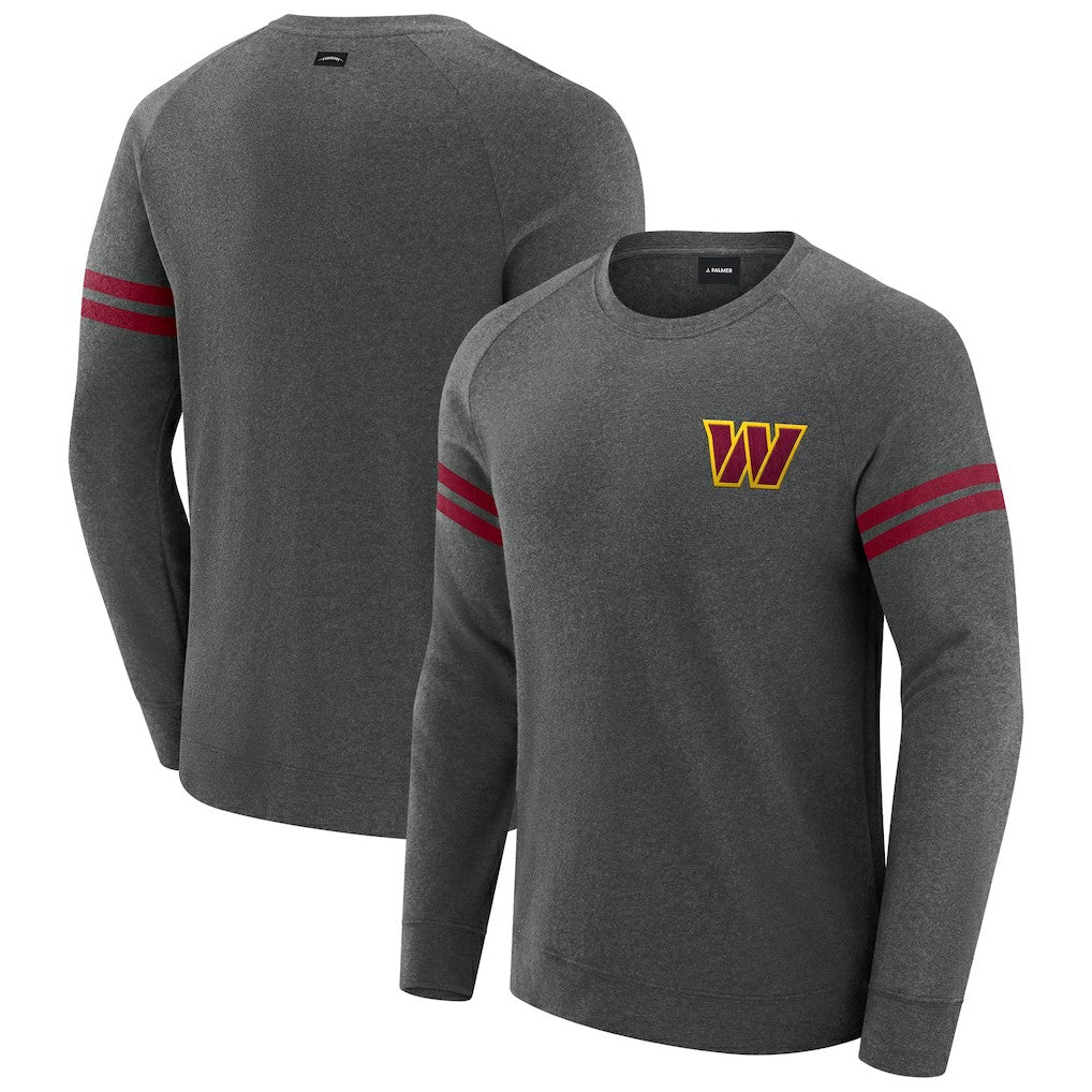 Washington Commanders J. Palmer Players Lounge Raglan Tri-Blend Sweatshirt Dark Heather Gray - NFL