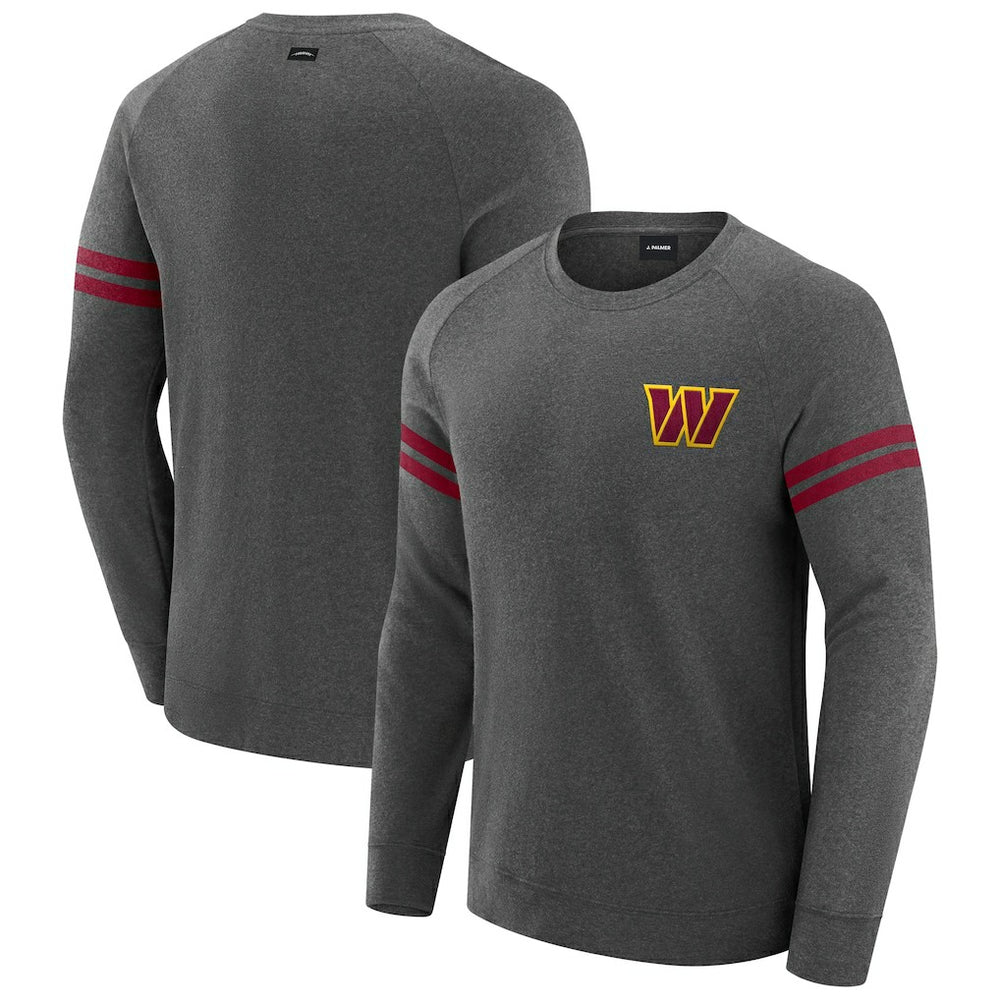 Washington Commanders J. Palmer Players Lounge Raglan Tri-Blend Sweatshirt Dark Heather Gray - NFL
