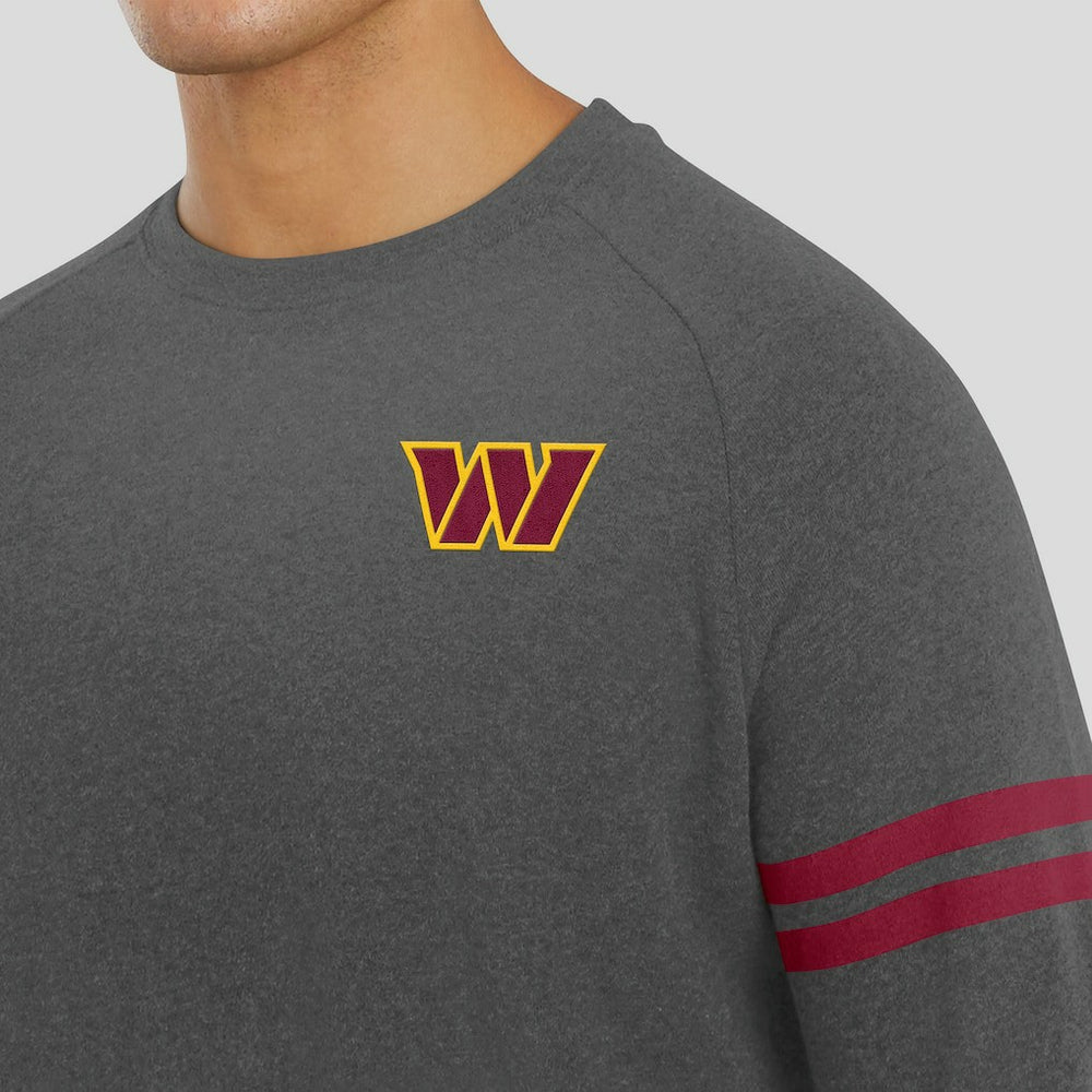 Washington Commanders J. Palmer Players Lounge Raglan Tri-Blend Sweatshirt Dark Heather Gray - NFL