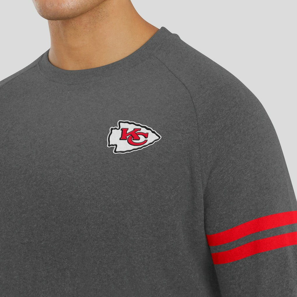 Kansas City Chiefs J. Palmer Players Lounge Raglan Tri-Blend Sweatshirt Dark Heather Gray - NFL