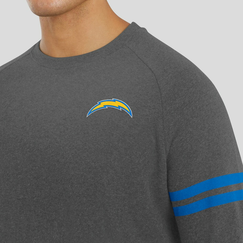 Los Angeles Chargers J. Palmer Players Lounge Raglan Tri-Blend Sweatshirt Dark Heather Gray - NFL
