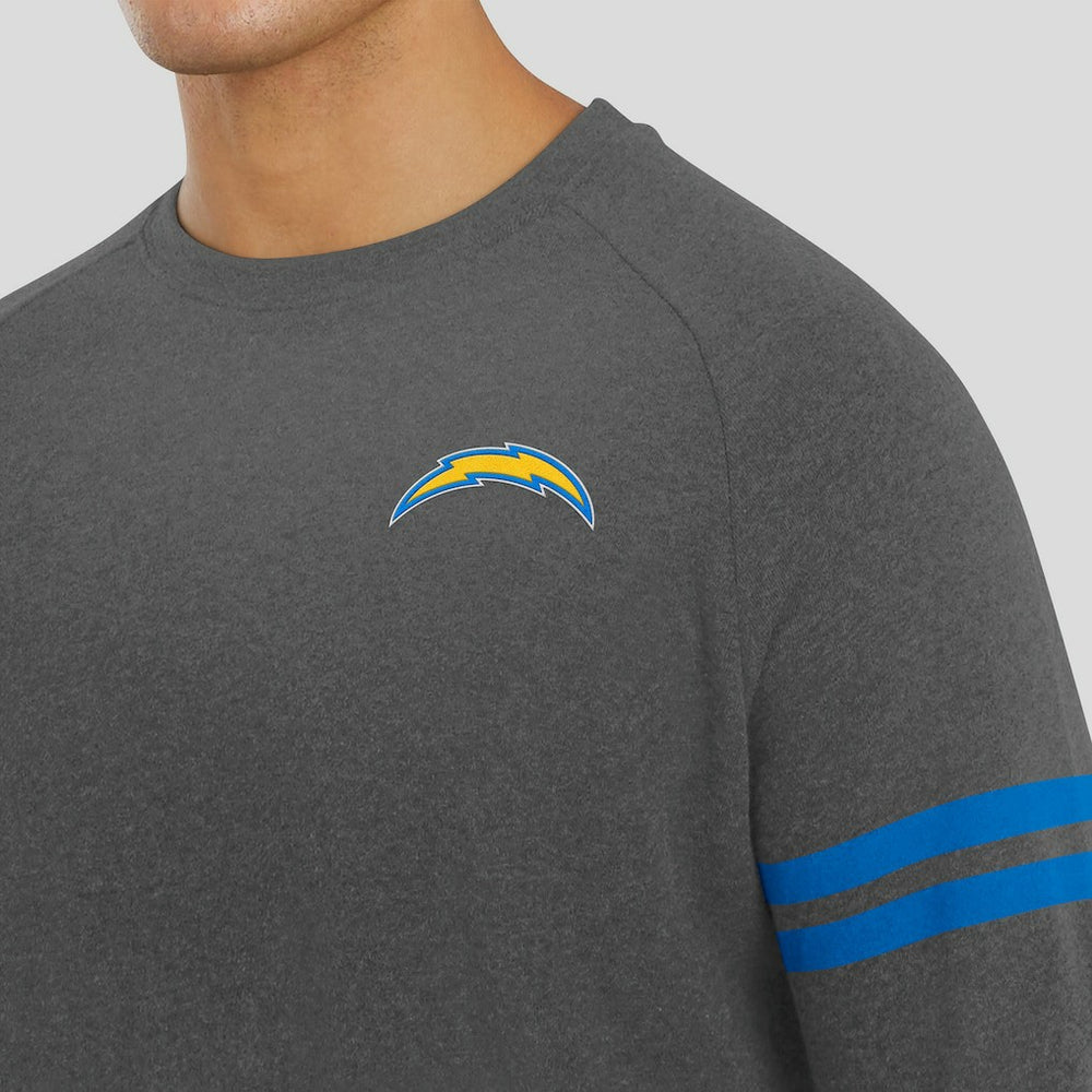 Los Angeles Chargers J. Palmer Players Lounge Raglan Tri-Blend Sweatshirt Dark Heather Gray - NFL