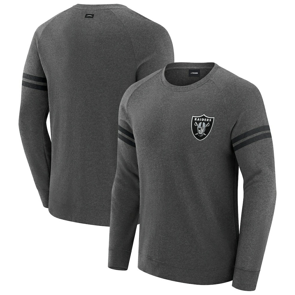 Las Vegas Raiders J. Palmer Players Lounge Raglan Tri-Blend Sweatshirt Dark Heather Gray - NFL