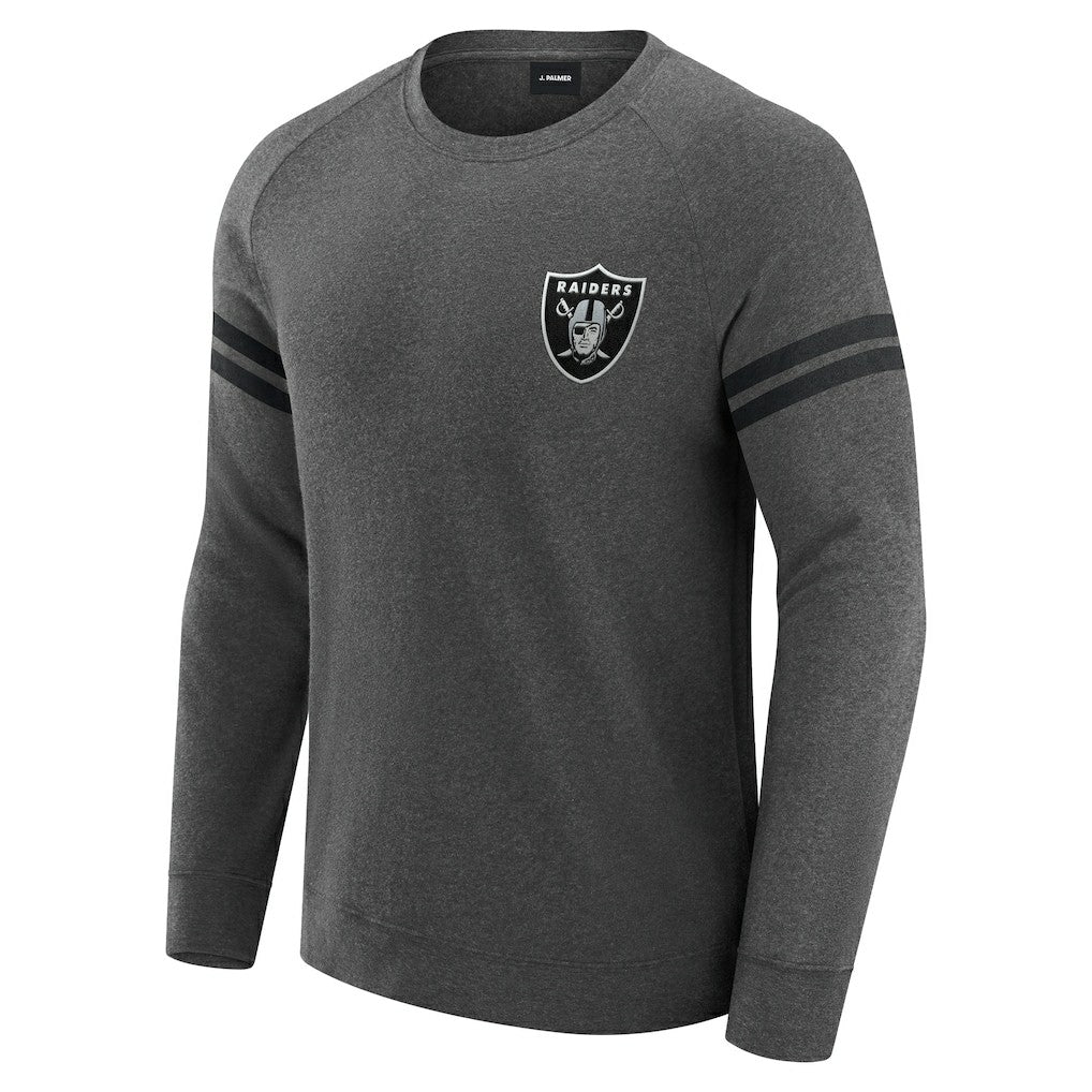 Las Vegas Raiders J. Palmer Players Lounge Raglan Tri-Blend Sweatshirt Dark Heather Gray - NFL