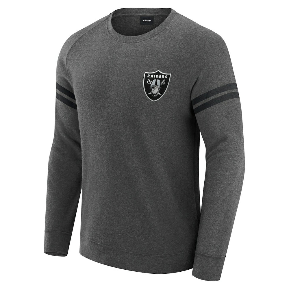 Las Vegas Raiders J. Palmer Players Lounge Raglan Tri-Blend Sweatshirt Dark Heather Gray - NFL