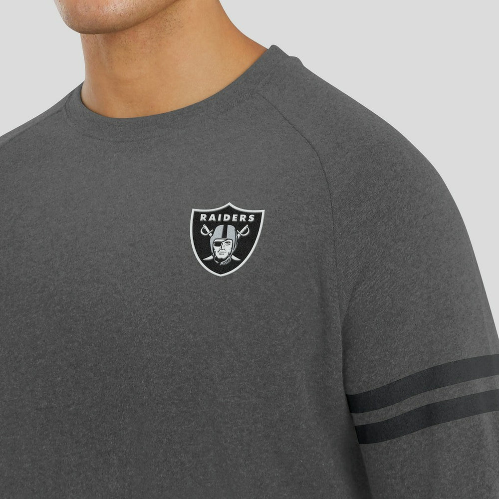 Las Vegas Raiders J. Palmer Players Lounge Raglan Tri-Blend Sweatshirt Dark Heather Gray - NFL