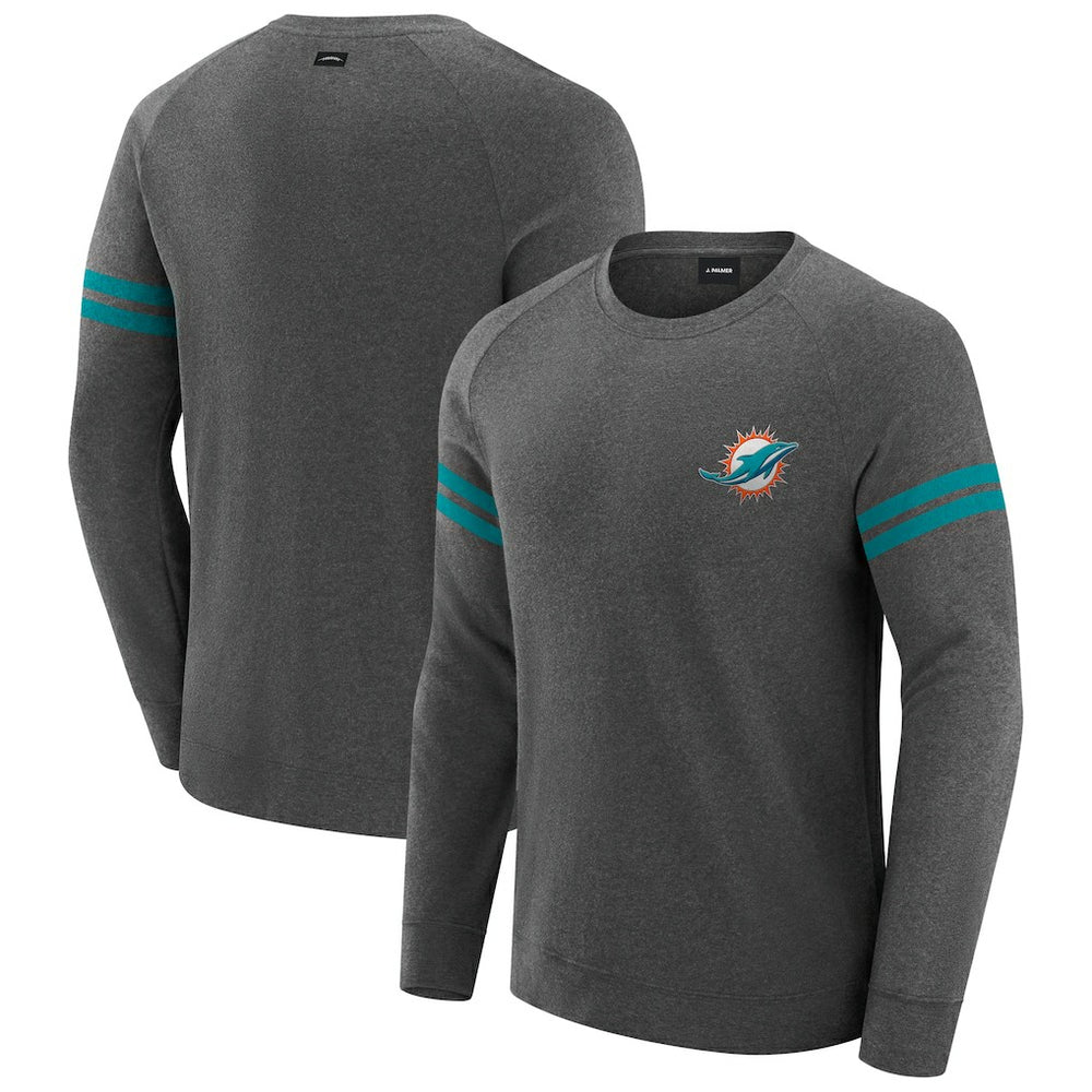 Miami Dolphins J. Palmer Players Lounge Raglan Tri-Blend Sweatshirt Dark Heather Gray - NFL