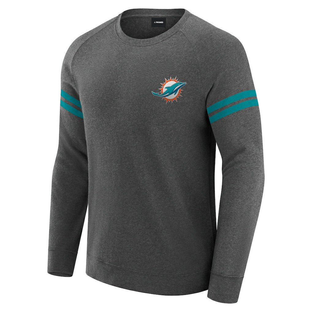 Miami Dolphins J. Palmer Players Lounge Raglan Tri-Blend Sweatshirt Dark Heather Gray - NFL