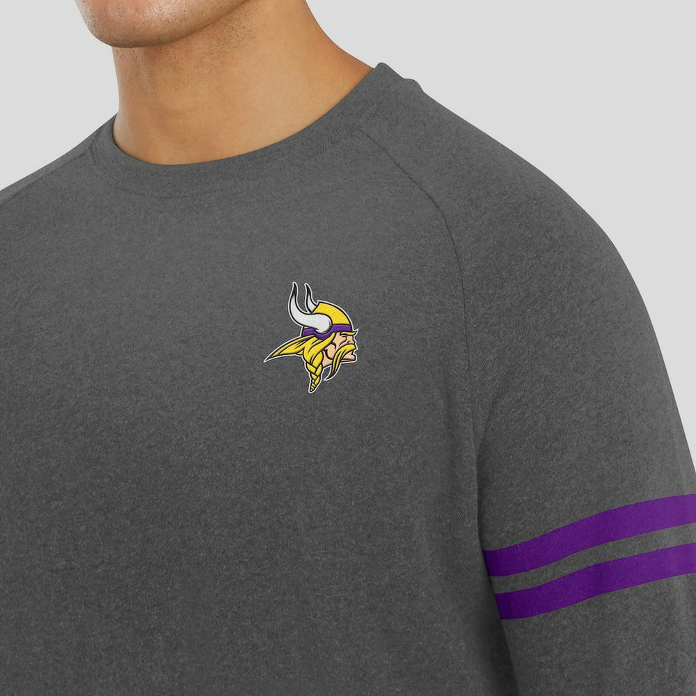 Minnesota Vikings J. Palmer Players Lounge Raglan Tri-Blend Sweatshirt Dark Heather Gray - NFL