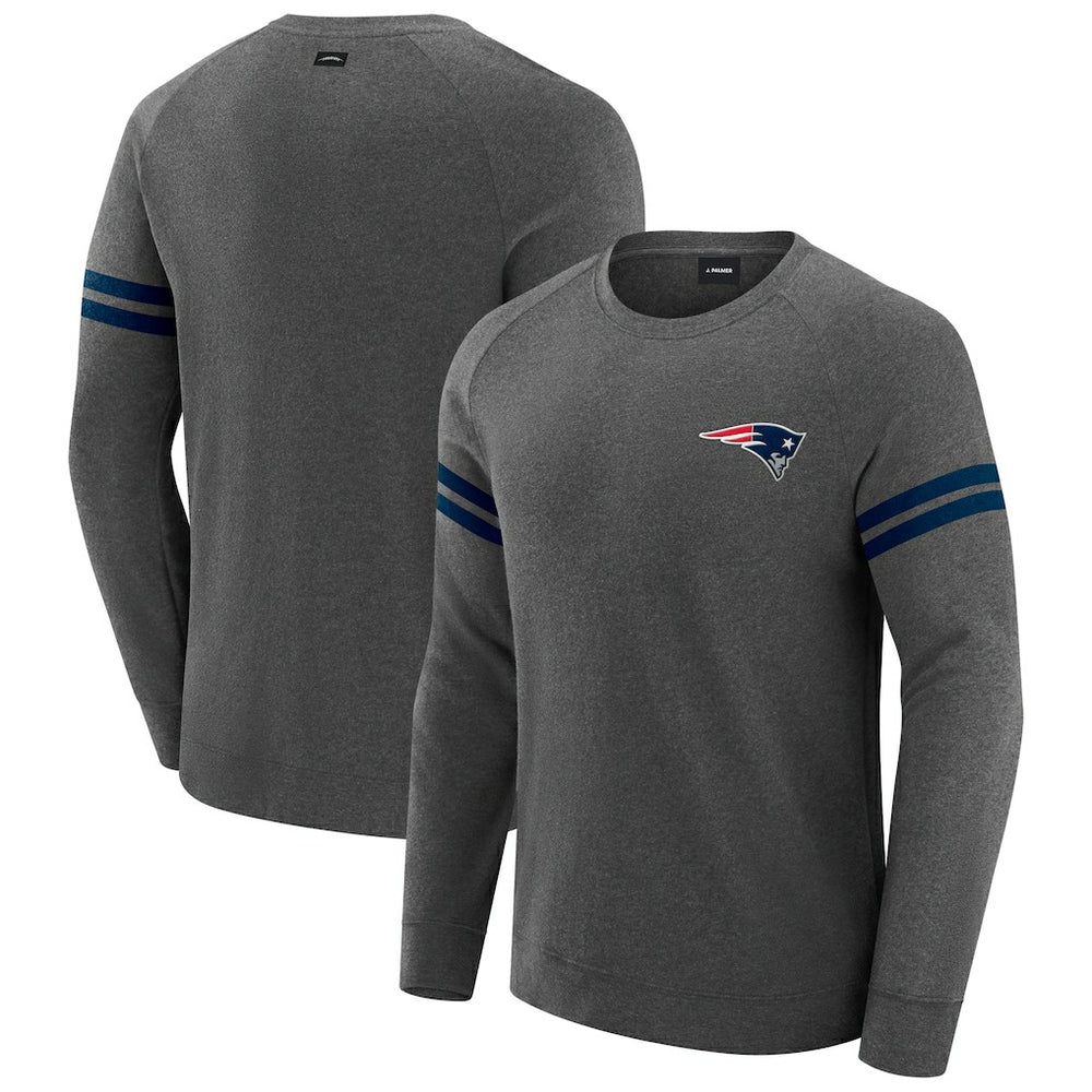 New England Patriots J. Palmer Players Lounge Raglan Tri-Blend Sweatshirt Dark Heather Gray - NFL