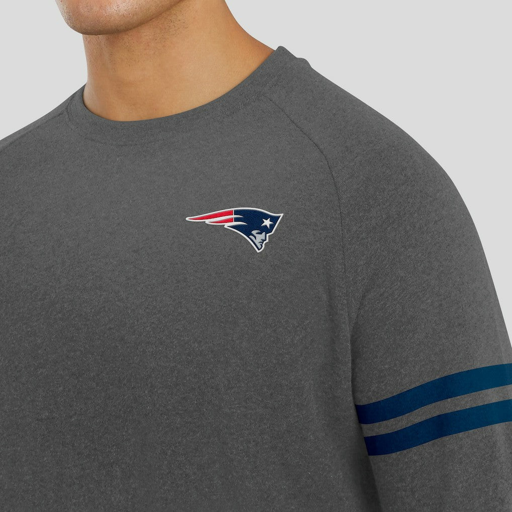 New England Patriots J. Palmer Players Lounge Raglan Tri-Blend Sweatshirt Dark Heather Gray - NFL