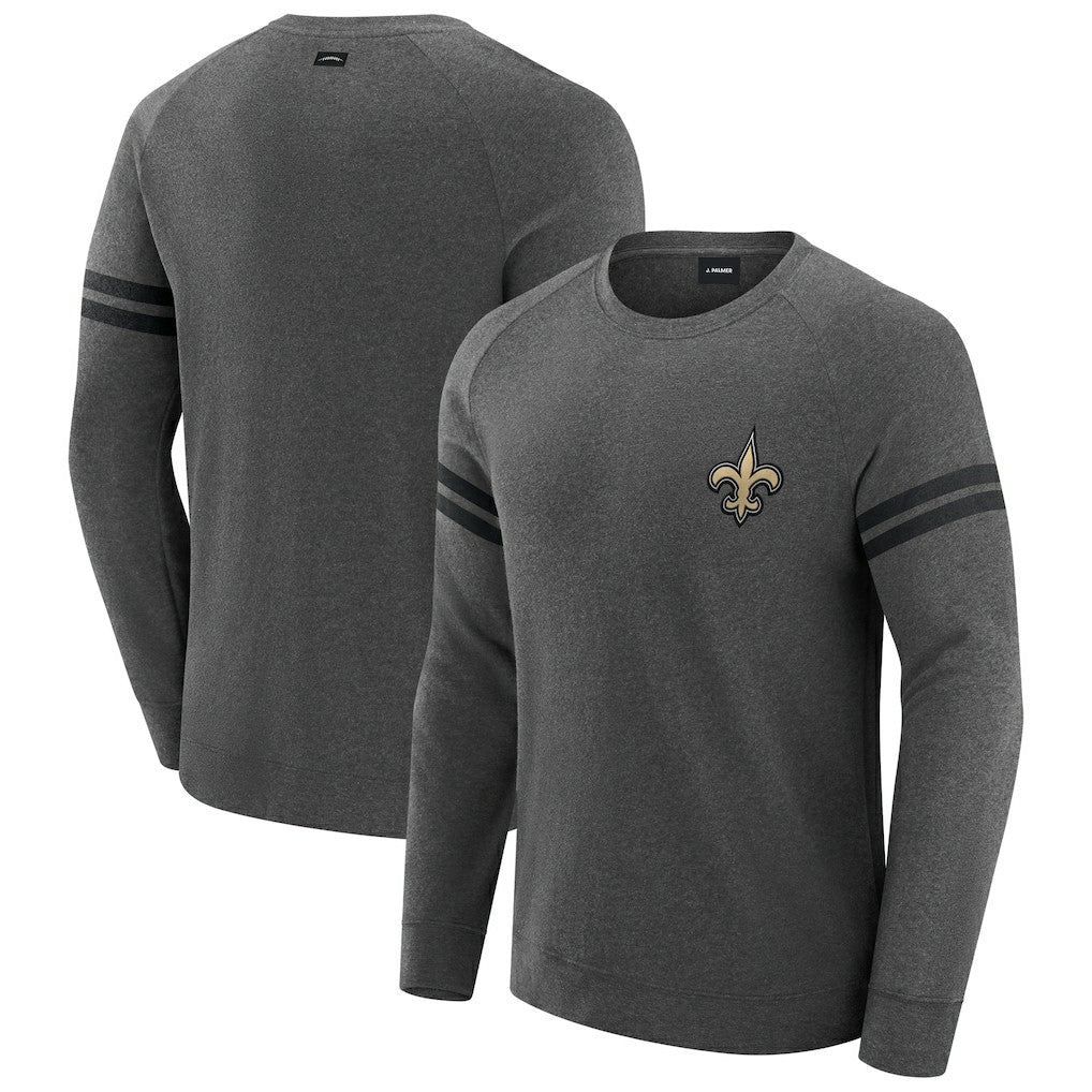 New Orleans Saints J. Palmer Players Lounge Raglan Tri-Blend Sweatshirt Dark Heather Gray - NFL