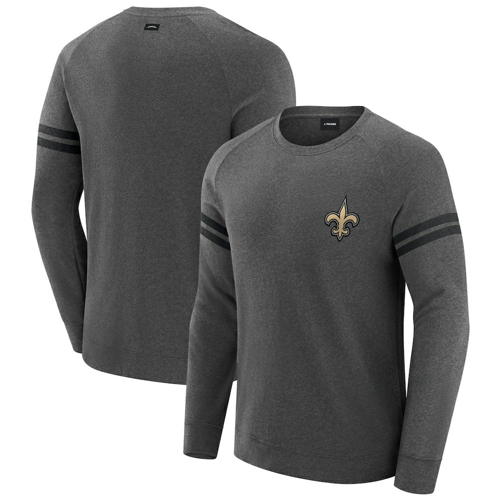 New Orleans Saints J. Palmer Players Lounge Raglan Tri-Blend Sweatshirt Dark Heather Gray - NFL