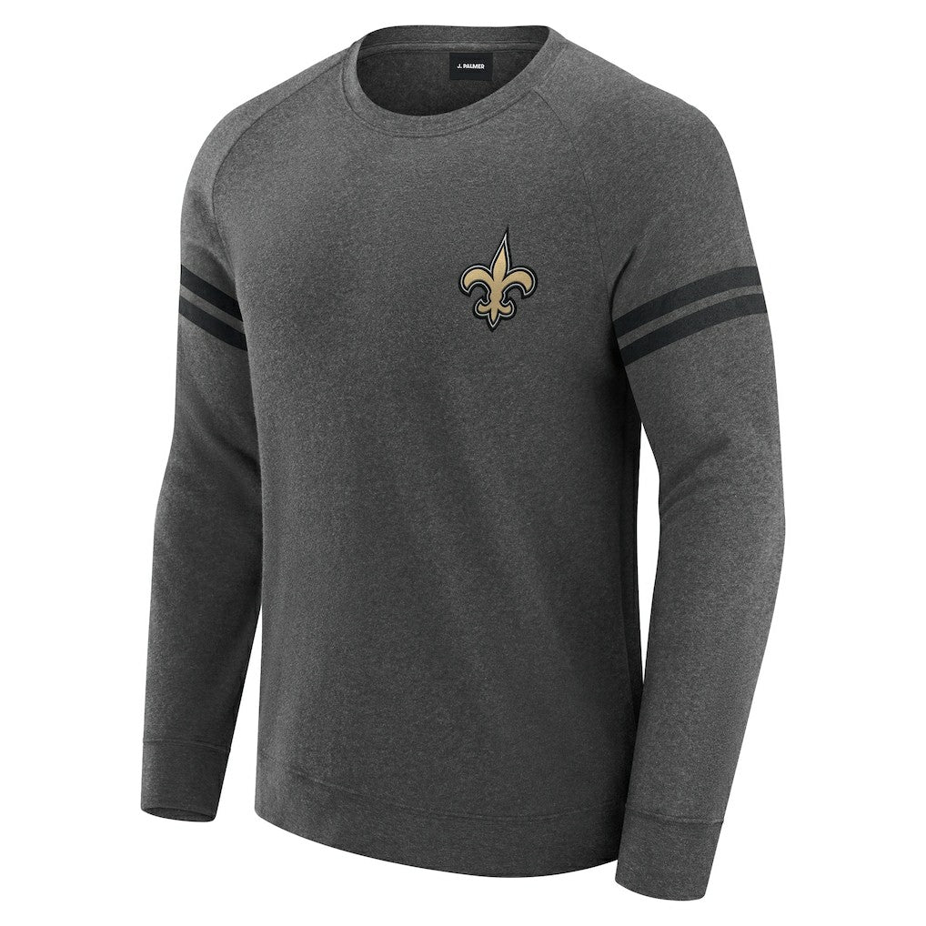 New Orleans Saints J. Palmer Players Lounge Raglan Tri-Blend Sweatshirt Dark Heather Gray - NFL