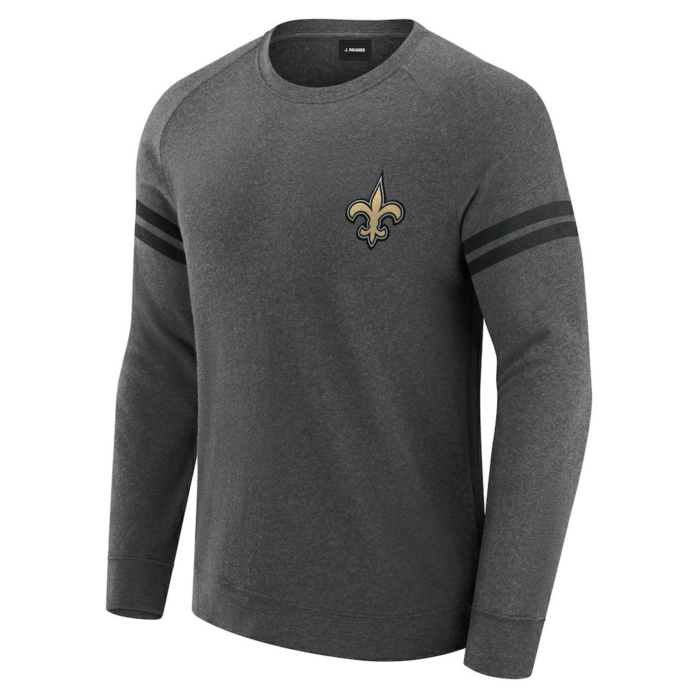New Orleans Saints J. Palmer Players Lounge Raglan Tri-Blend Sweatshirt Dark Heather Gray - NFL