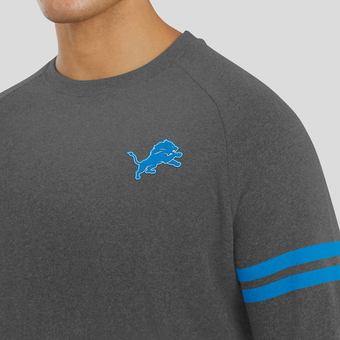 Detroit Lions J. Palmer Players Lounge Raglan Tri-Blend Sweatshirt Dark Heather Gray - NFL