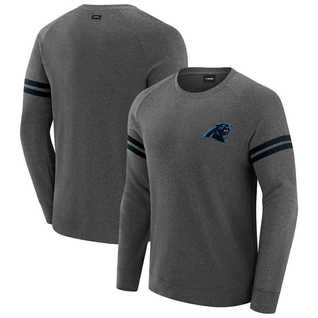 Carolina Panthers J. Palmer Players Lounge Raglan Tri-Blend Sweatshirt Dark Heather Gray - NFL
