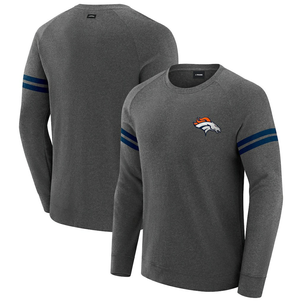 Denver Broncos J. Palmer Players Lounge Raglan Tri-Blend Sweatshirt Dark Heather Gray - NFL