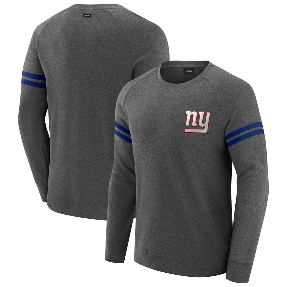 New York Giants J. Palmer Players Lounge Raglan Tri-Blend Sweatshirt Dark Heather Gray - NFL