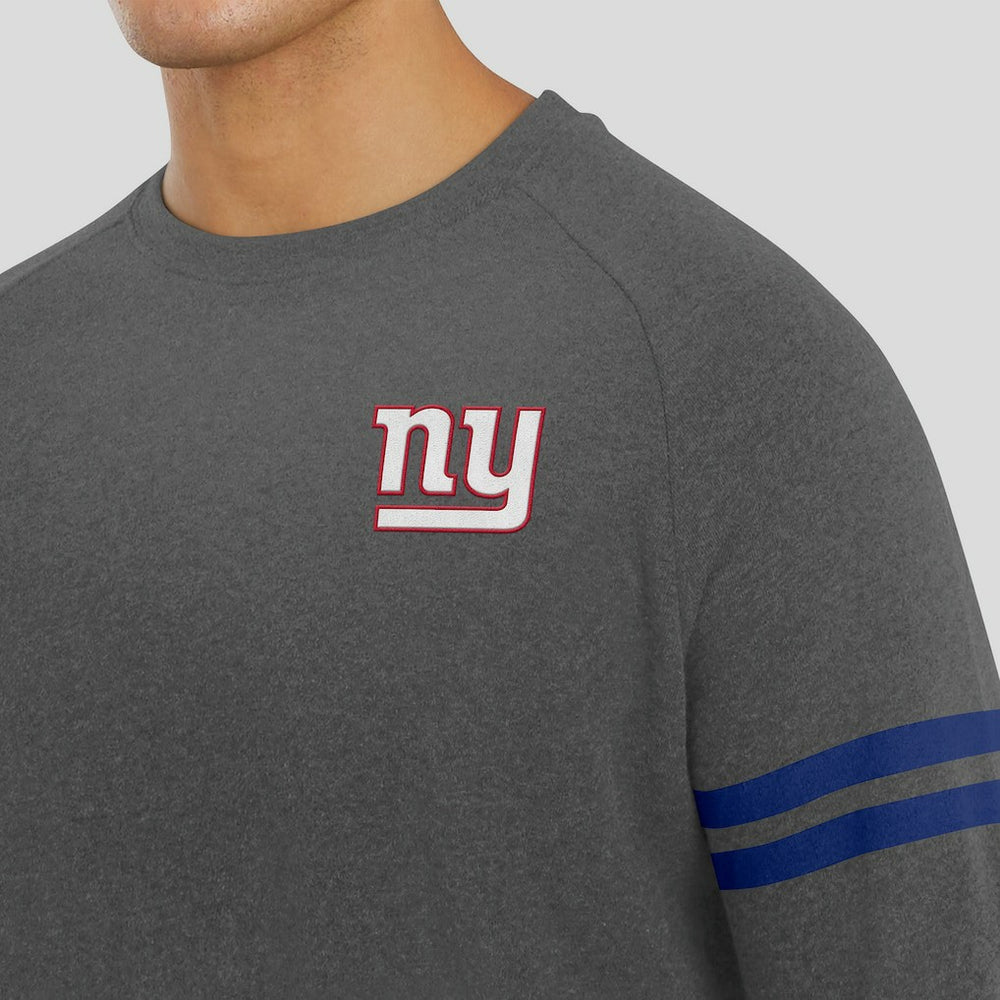 New York Giants J. Palmer Players Lounge Raglan Tri-Blend Sweatshirt Dark Heather Gray - NFL