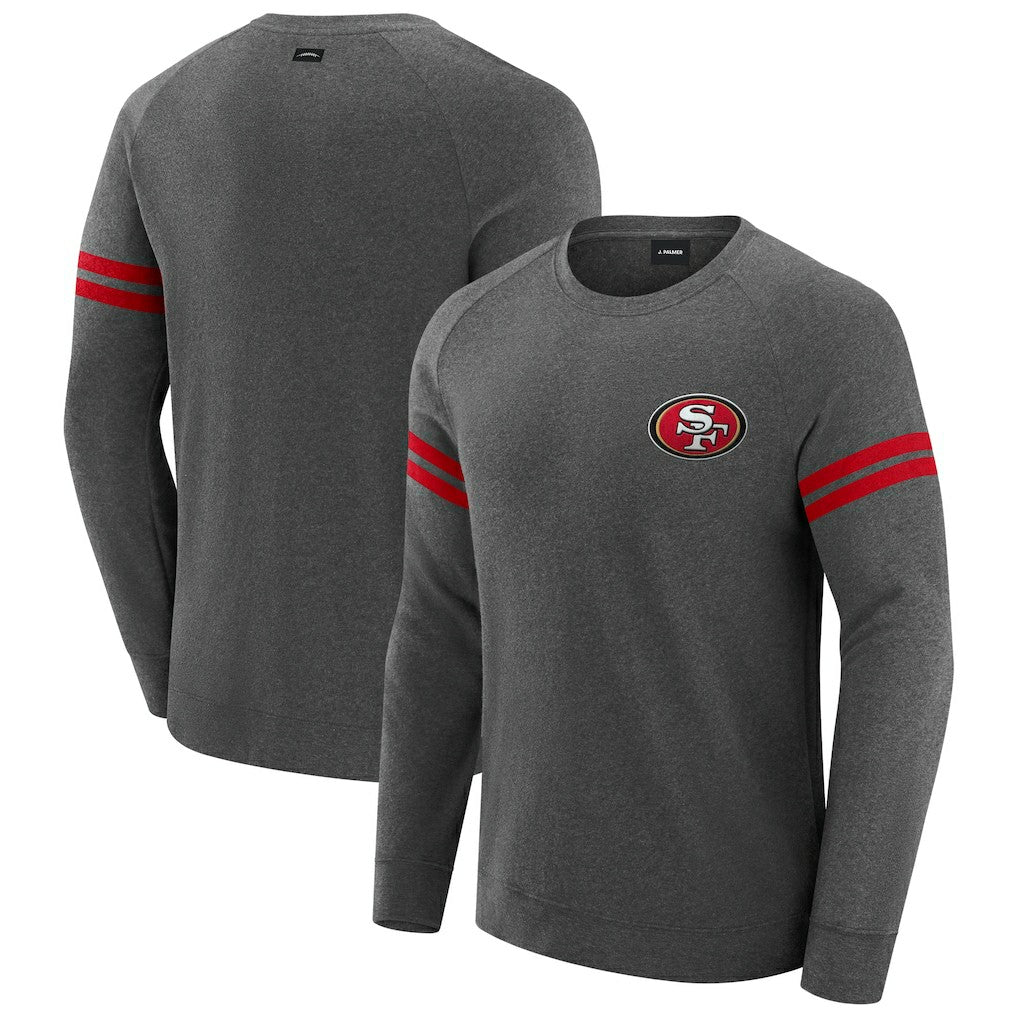 San Francisco 49ers J. Palmer Players Lounge Raglan Tri-Blend Sweatshirt Dark Heather Gray - NFL