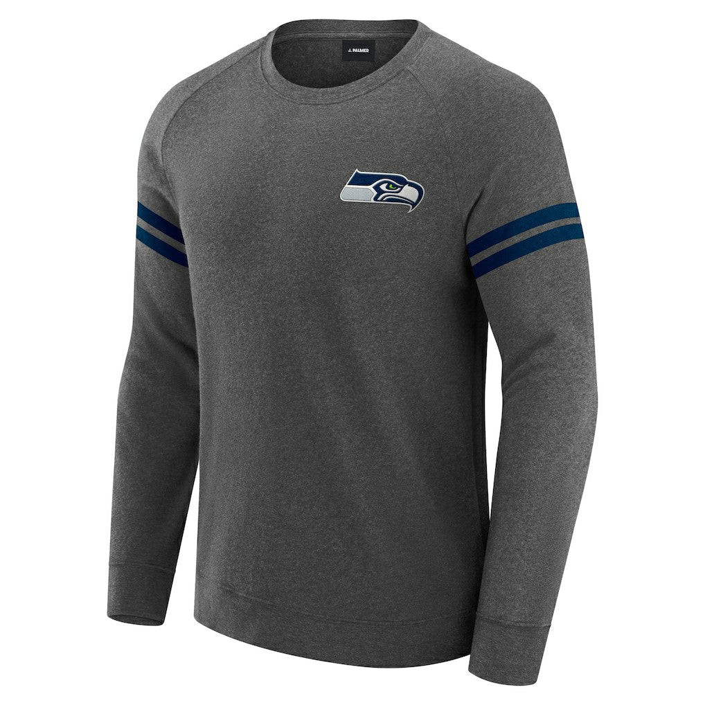 Seattle Seahawks J. Palmer Players Lounge Raglan Tri-Blend Sweatshirt Dark Heather Gray - NFL