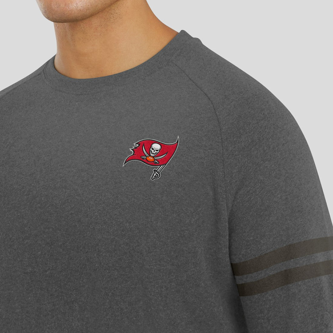 Tampa Bay Buccaneers J. Palmer Players Lounge Raglan Tri-Blend Sweatshirt Dark Heather Gray - NFL
