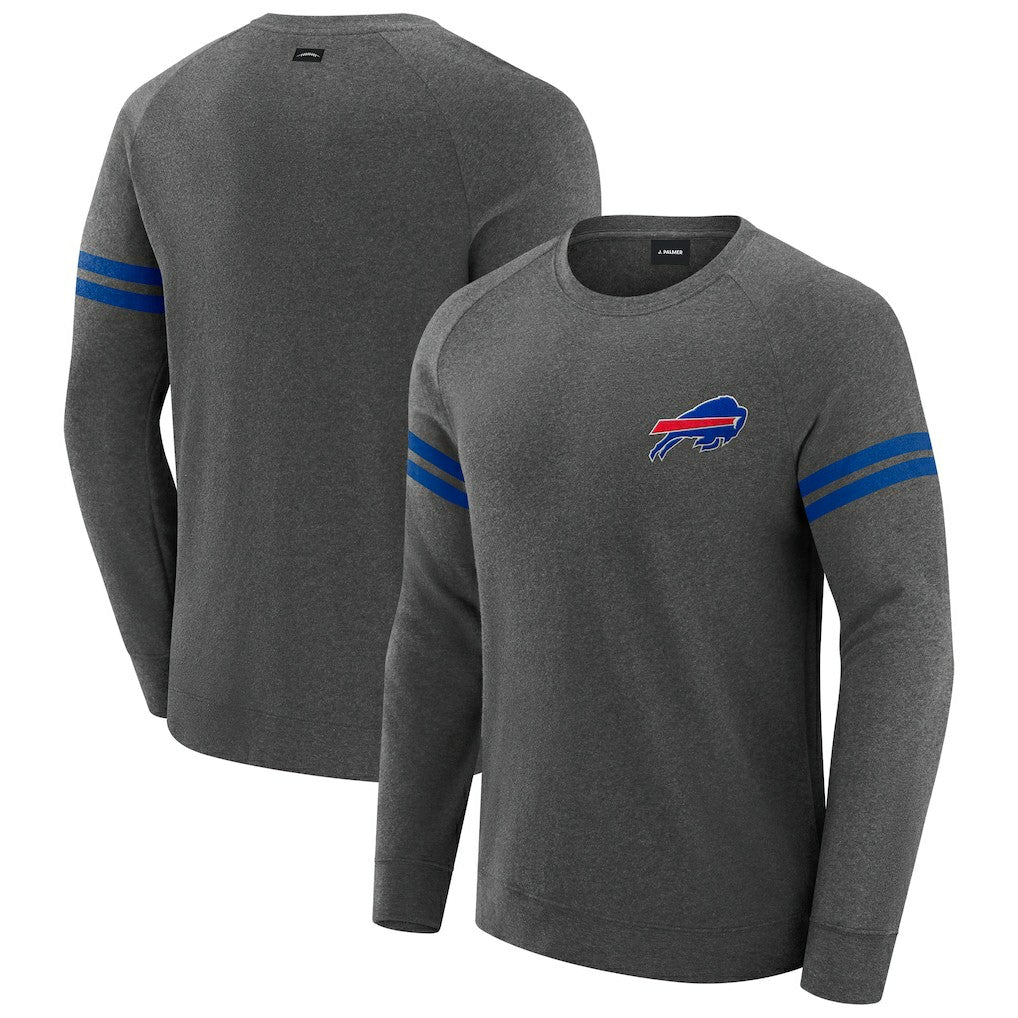 Buffalo Bills J. Palmer Players Lounge Raglan Tri-Blend Sweatshirt Dark Heather Gray - NFL