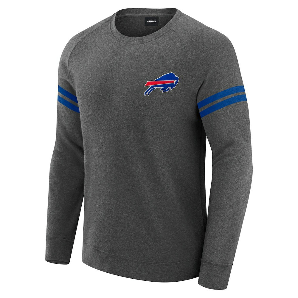 Buffalo Bills J. Palmer Players Lounge Raglan Tri-Blend Sweatshirt Dark Heather Gray - NFL