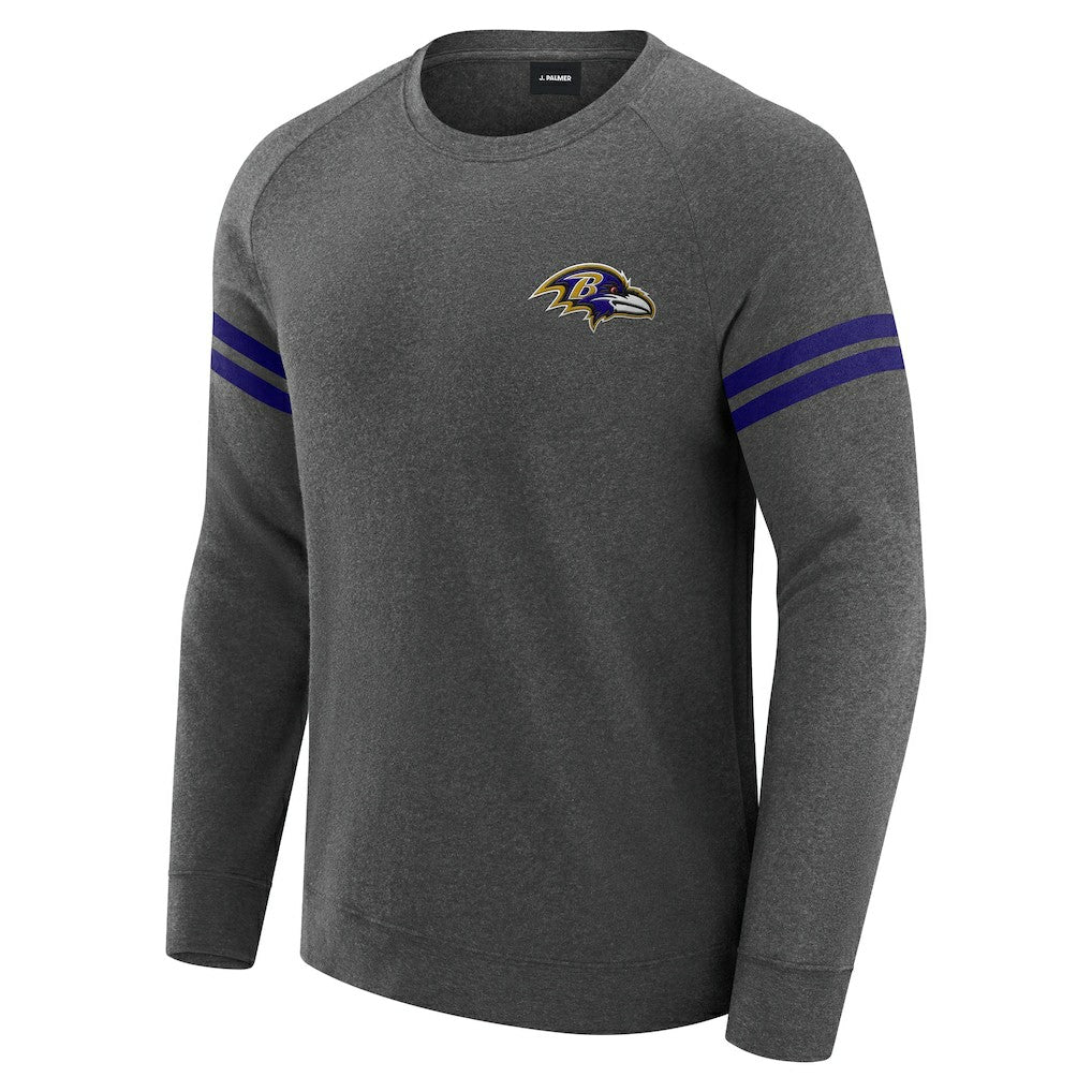 Baltimore Ravens J. Palmer Players Lounge Raglan Tri-Blend Sweatshirt Dark Heather Gray - NFL