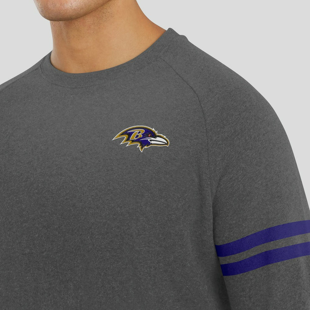 Baltimore Ravens J. Palmer Players Lounge Raglan Tri-Blend Sweatshirt Dark Heather Gray - NFL