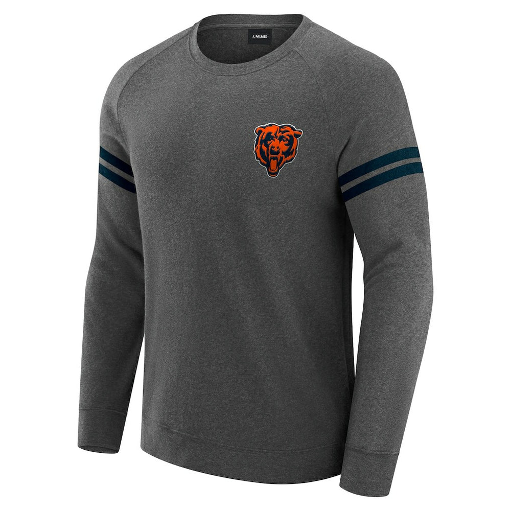 Chicago Bears J. Palmer Players Lounge Raglan Tri-Blend Sweatshirt Dark Heather Gray - NFL