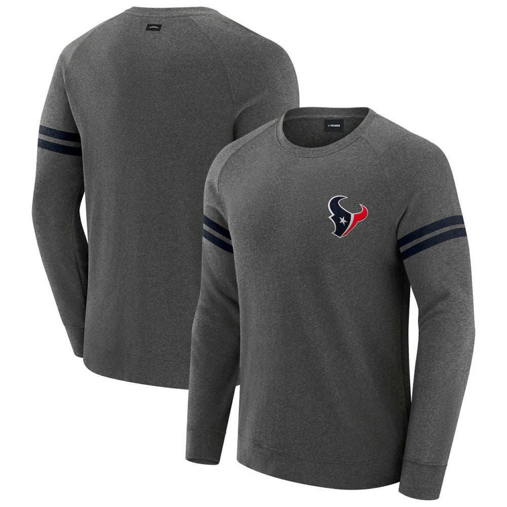 Houston Texans J. Palmer Players Lounge Raglan Tri-Blend Sweatshirt Dark Heather Gray - NFL