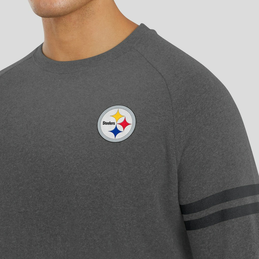 Pittsburgh Steelers J. Palmer Players Lounge Raglan Tri-Blend Sweatshirt Dark Heather Gray - NFL