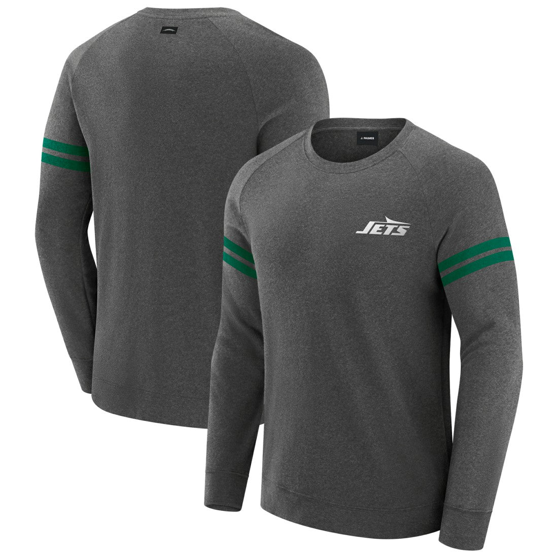 New York Jets J. Palmer Players Lounge Raglan Tri-Blend Sweatshirt Dark Heather Gray - NFL