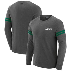 New York Jets J. Palmer Players Lounge Raglan Tri-Blend Sweatshirt Dark Heather Gray - NFL